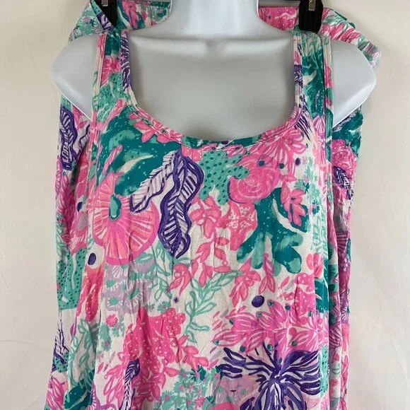 Lilly Pulitzer Pajama Set XXL Multi Seaside Carnivale Knit XXL Tank Pants Pink - Picture 4 of 16